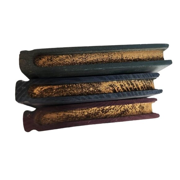 Miniature Book Set - Red Blue & Green Covers Primitive Decor, Rustic Country Acc - Picture 7 of 8